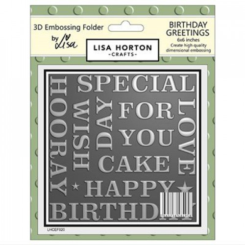 birthday greetings - Embossing Folder by lisa horton crafts LHCEF020
